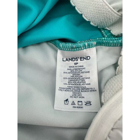 Lands’ End Women’s Floral Twist-Front Tankini Top – Teal & Coral – Size 6P - Picture 7 of 10